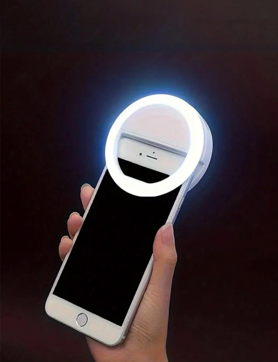 LED Selfie Ring Light for Smartphones, Rechargeable USB Phone Camera Light, White
