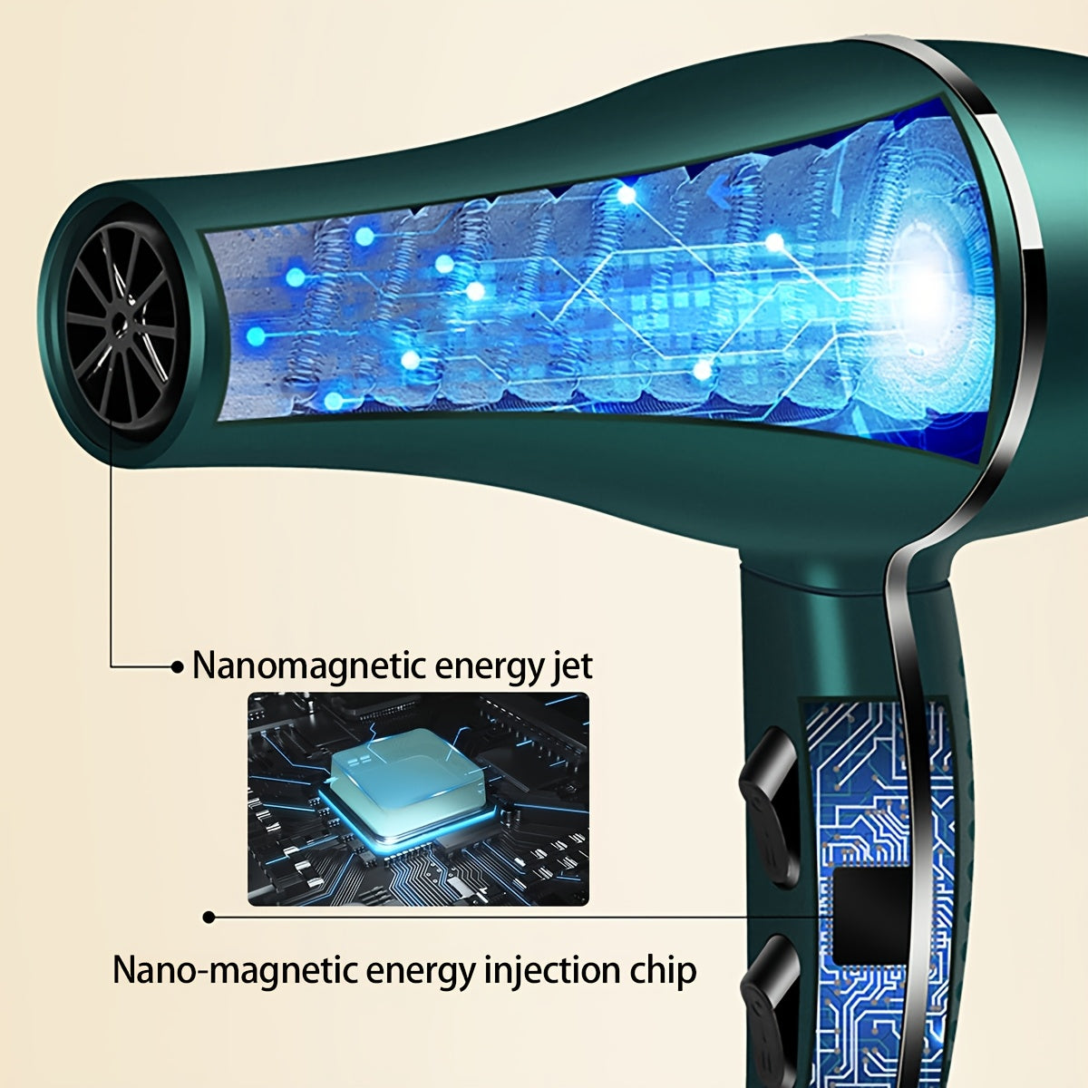 Multi-In-One Hair Dryer Set with Comb, Clip, and Patch - Portable Electric