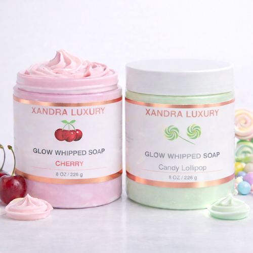 Glow Whipped Soap – Cherry & Candy Lollipop | Xandra Luxury