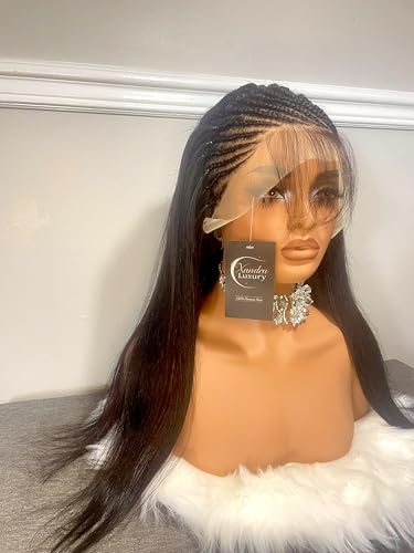 Xandra luxury Hand Braided Human Hair Wig, 100% Real Hair, Stylish Look