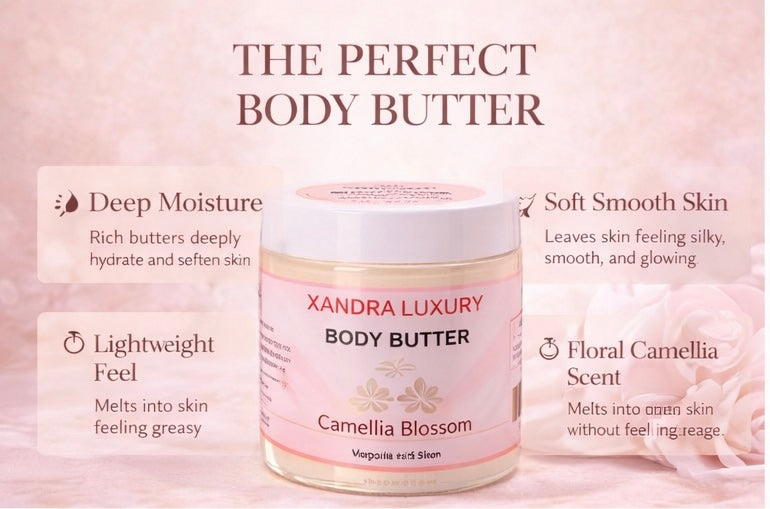 Whipped Body Butter for Dry Skin – Camellia Blossom | Soft, Floral & Long-Lasting Moisture
