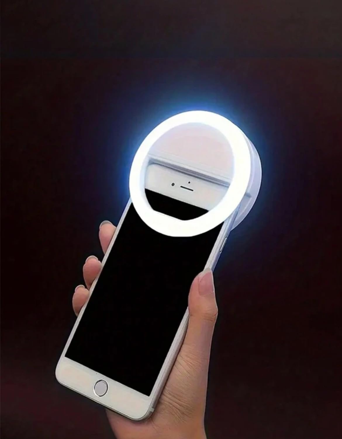 LED Selfie Ring Light for Smartphones, Rechargeable USB Phone Camera Light, White