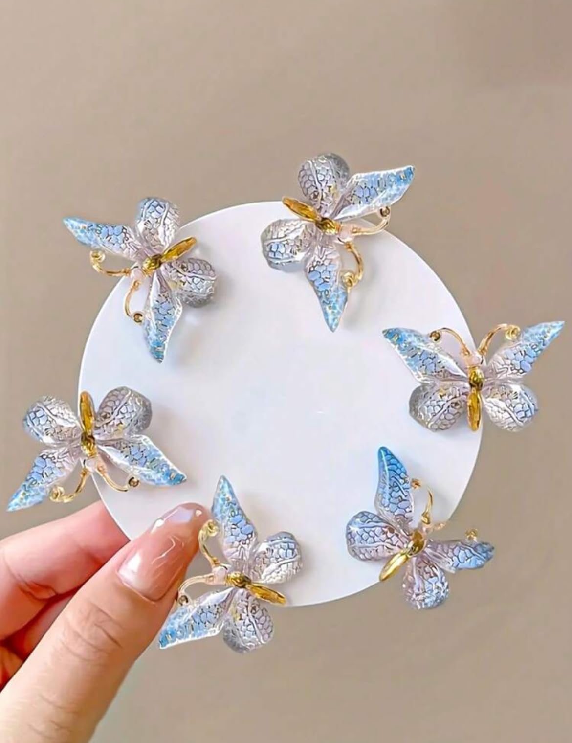 Butterfly Hair Clips for Girls, 15 Pieces, Metallic Ombre Colors, 3D Design