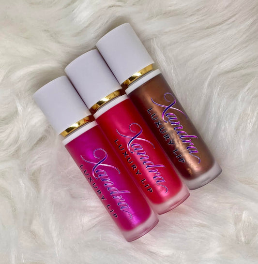 Xandra luxury Lipgloss Fruit Flavored Lip Gloss - Lipstick in Red, Purple & Brown - Makeup Cosmetic