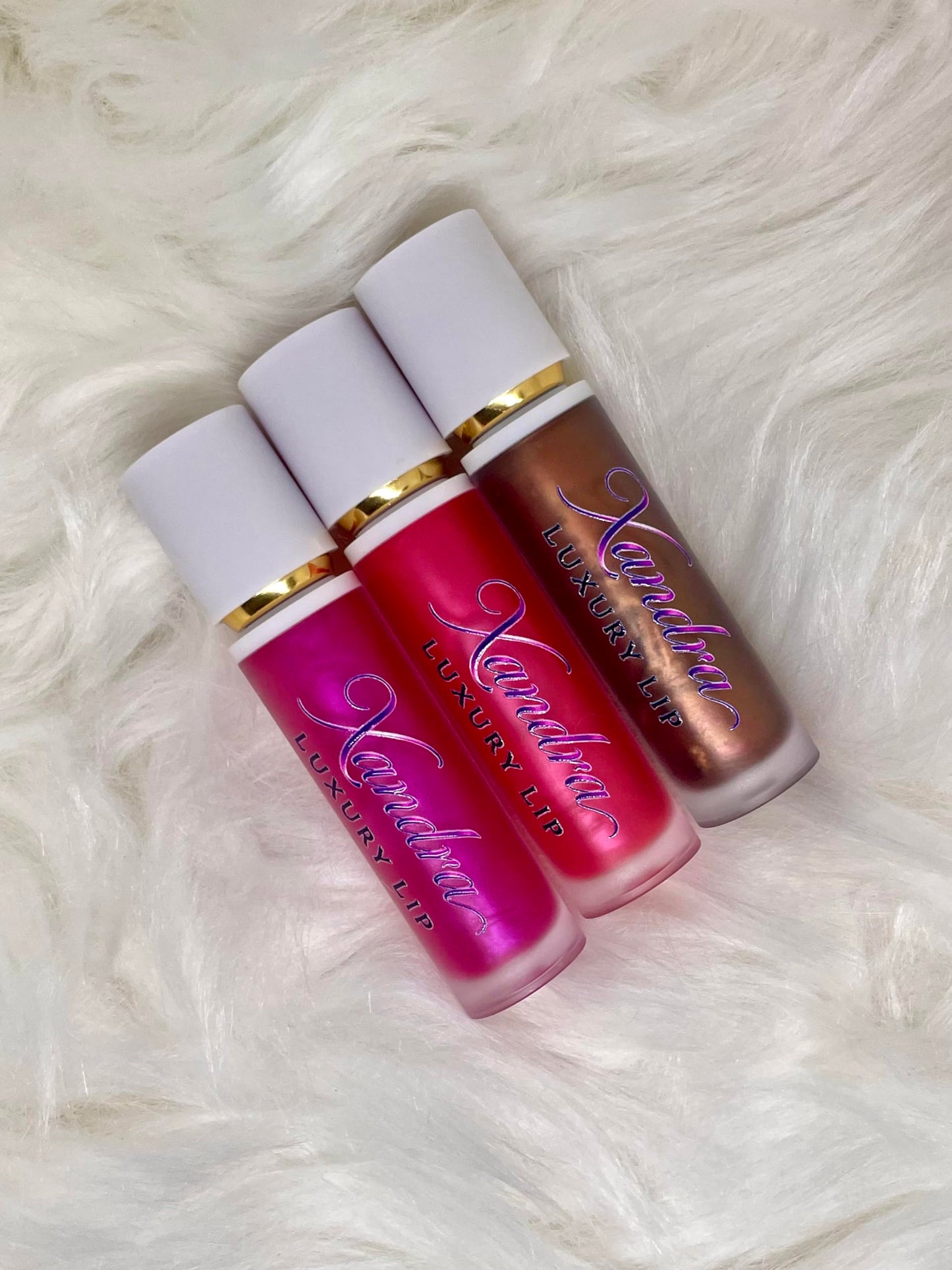 Xandra luxury Lipgloss Fruit Flavored Lip Gloss - Lipstick in Red, Purple & Brown - Makeup Cosmetic