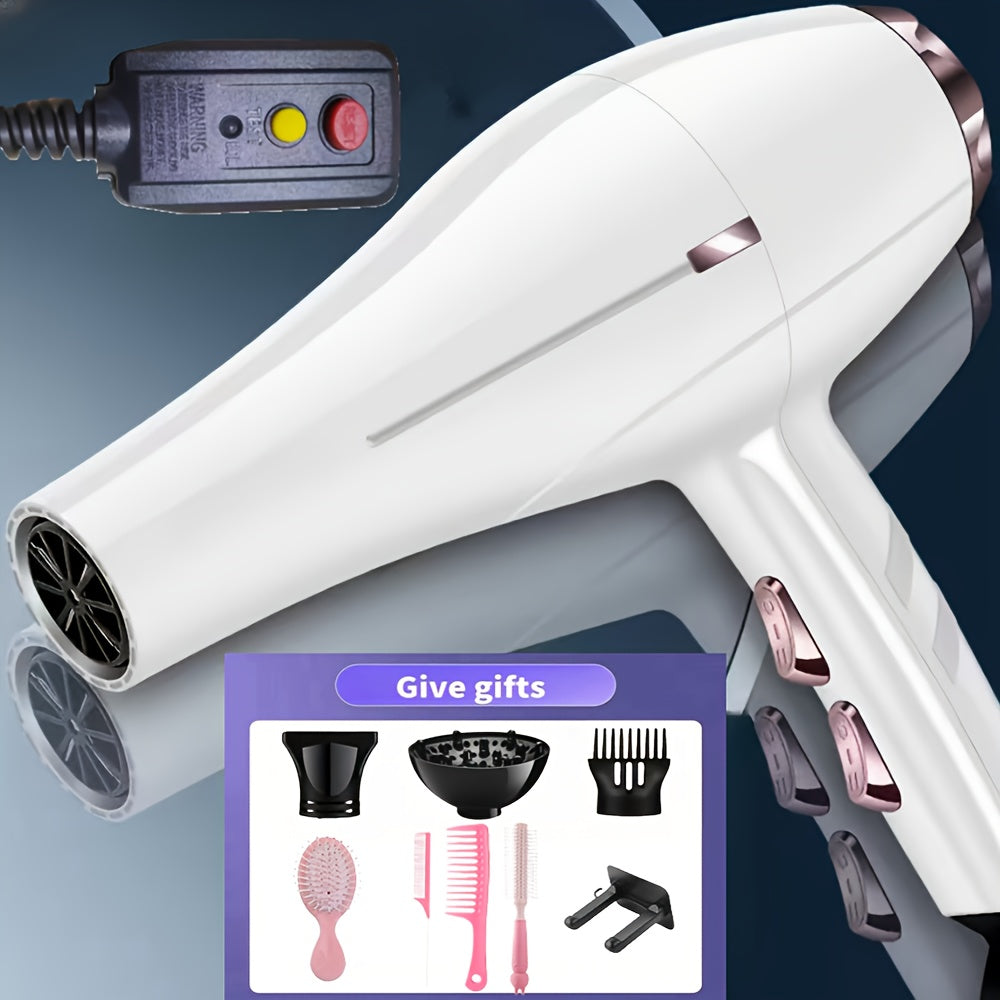 Multi-In-One Hair Dryer Set with Comb, Clip, and Patch - Portable Electric
