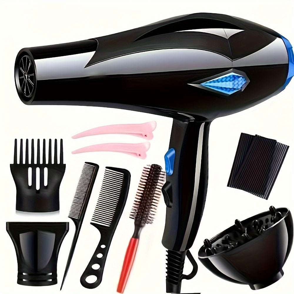 Multi-In-One Hair Dryer Set with Comb, Clip, and Patch - Portable Electric