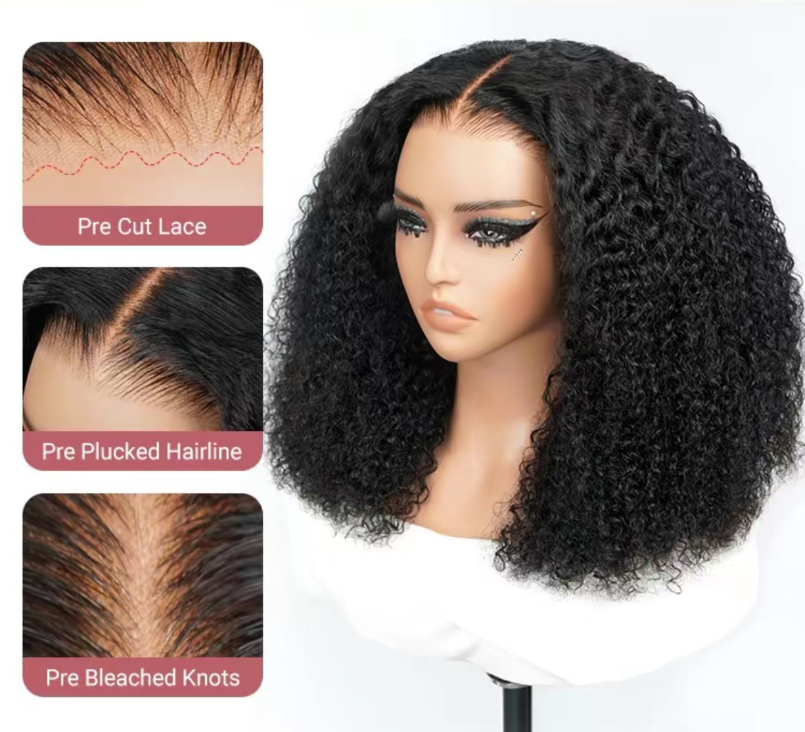 Human Hair Wig Kinky Curly 210 Density 13*4 Xandra luxury Box Lace Front