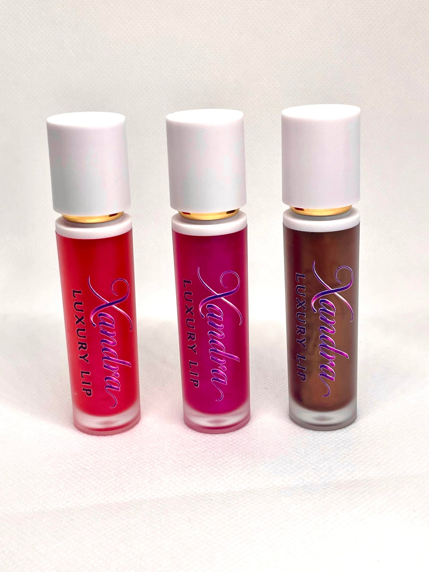 Xandra luxury Lipgloss Fruit Flavored Lip Gloss - Lipstick in Red, Purple & Brown - Makeup Cosmetic