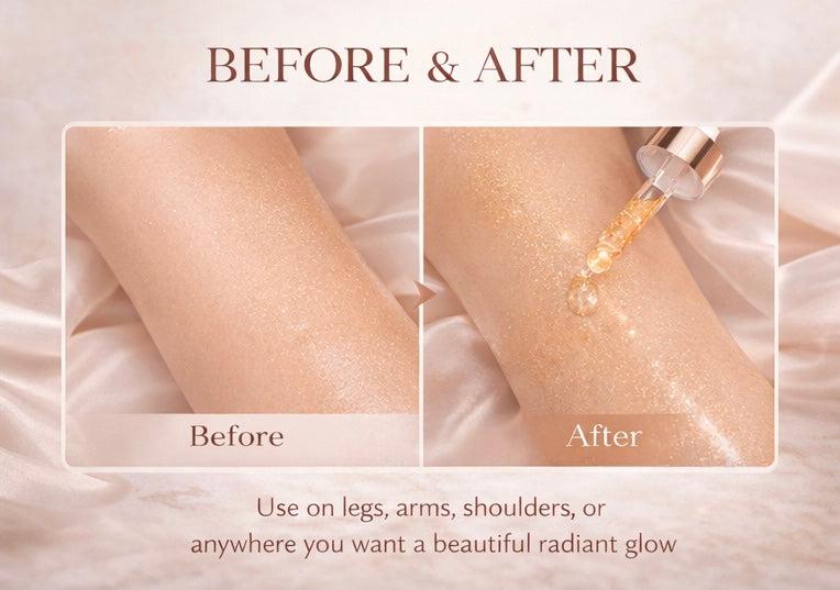 Shimmer Glow Body Oil – Camellia Sugar | Lightweight Golden Body Glow