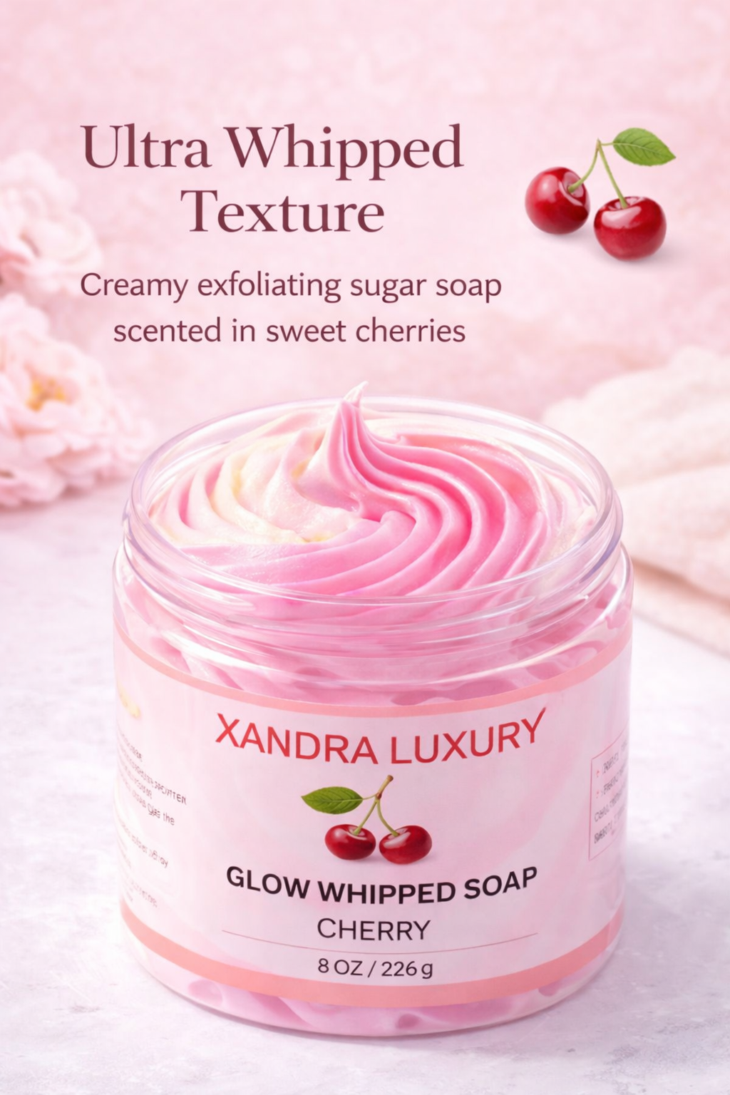 Glow Whipped Soap Cherry & Candy Lollipop