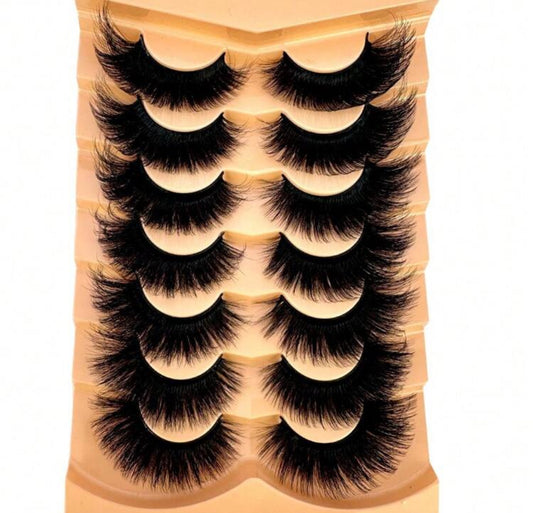 22MM Wispy Long False Eyelashes Pack of 7 for Makeup