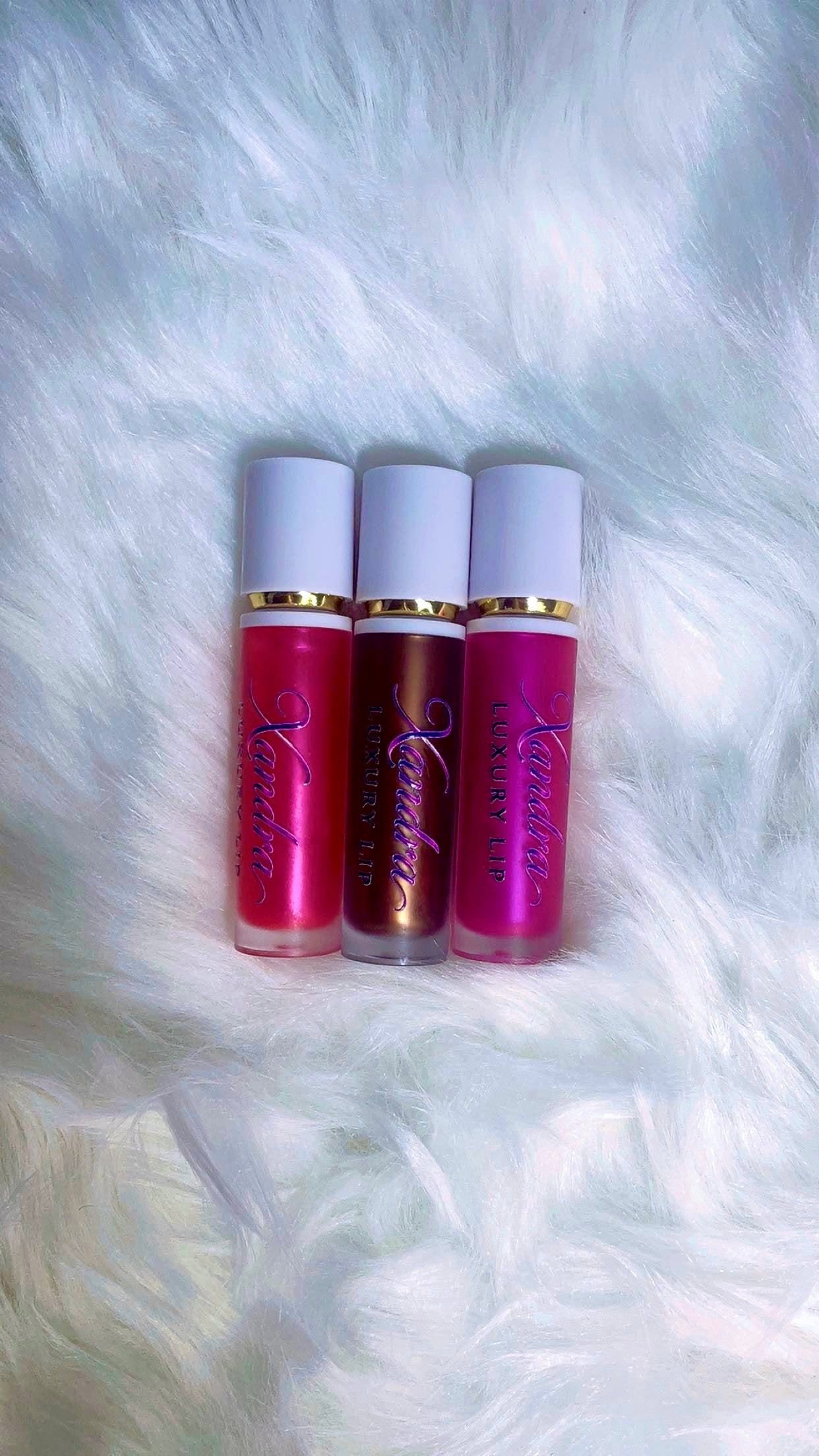 Xandra luxury Lipgloss Fruit Flavored Lip Gloss - Lipstick in Red, Purple & Brown - Makeup Cosmetic