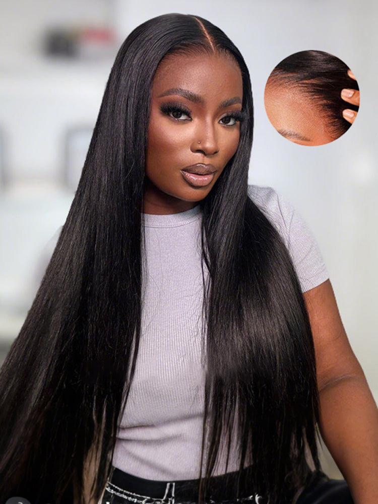 Human Hair Straight Wigs 13x4 HD Transparent Lace Front Wigs 210 Density Glueless