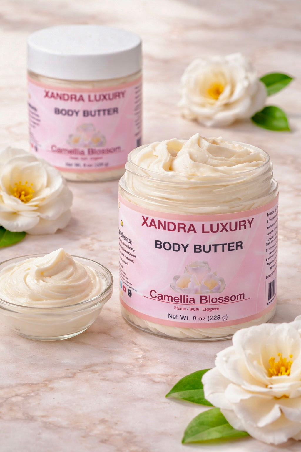 Whipped Body Butter for Dry Skin – Camellia Blossom | Soft, Floral & Long-Lasting Moisture