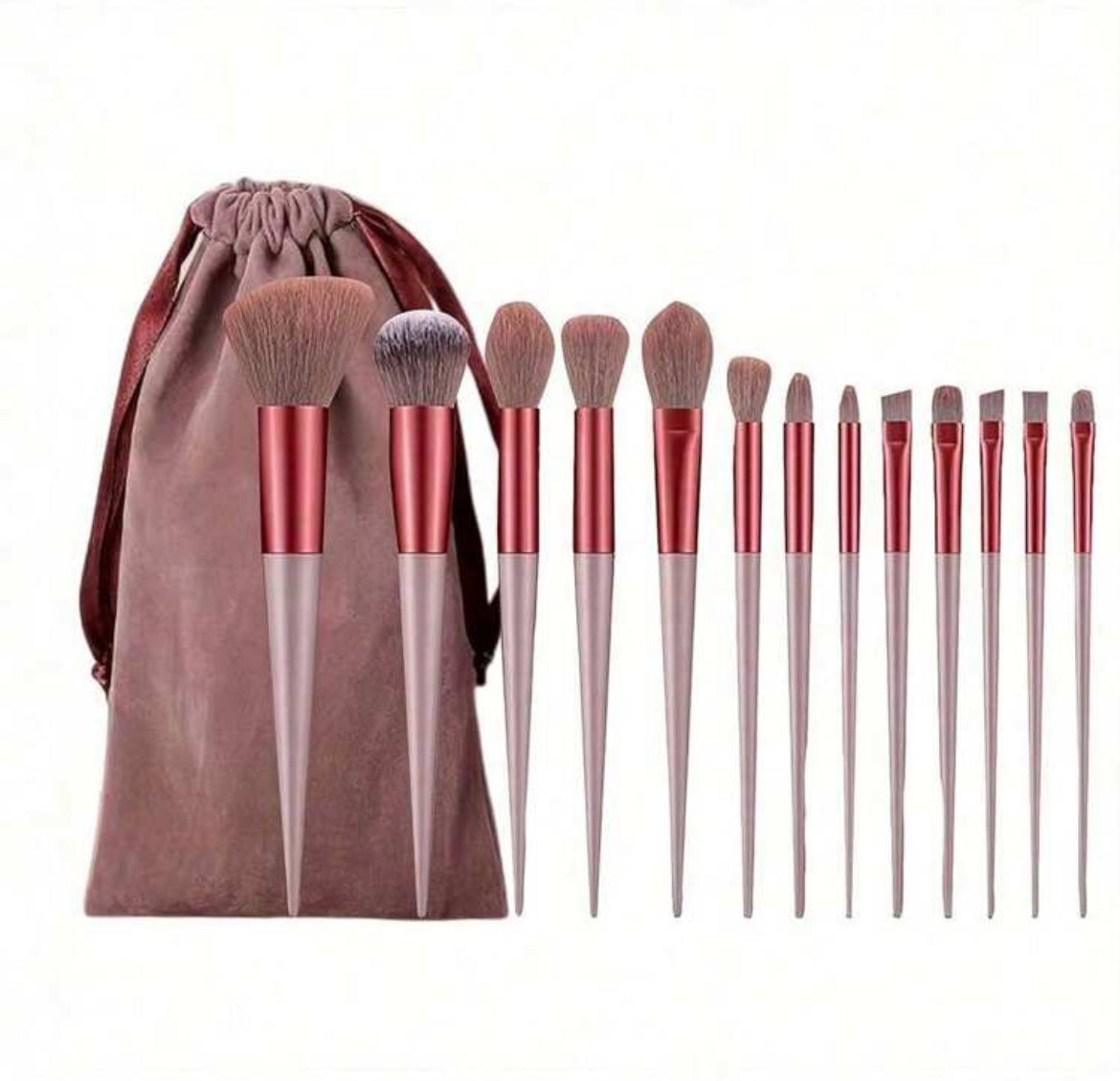 Makeup Brush Set 13 Pcs Premium Synthetic Foundation Powder Concealers Eye Shadows Blush With Organizer Bag