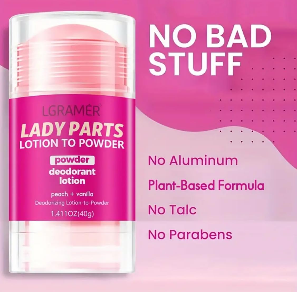 Intimate Area Deodorant for Women, Peach and Vanilla Scent, 2-Pack, Quick-Absorbing Formula