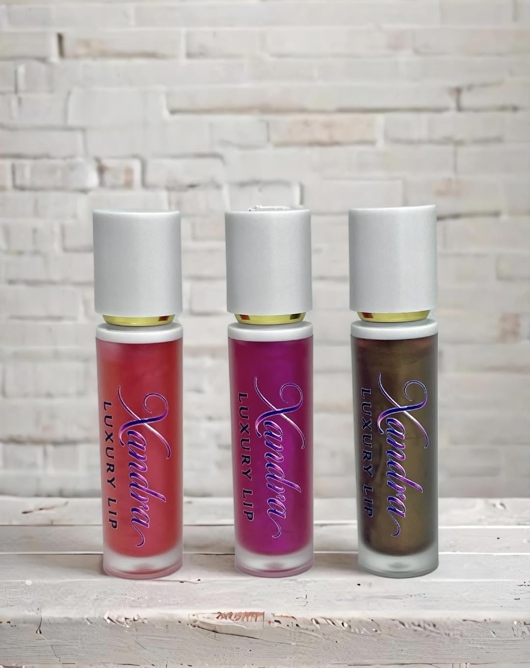 Xandra luxury Lipgloss Fruit Flavored Lip Gloss - Lipstick in Red, Purple & Brown - Makeup Cosmetic