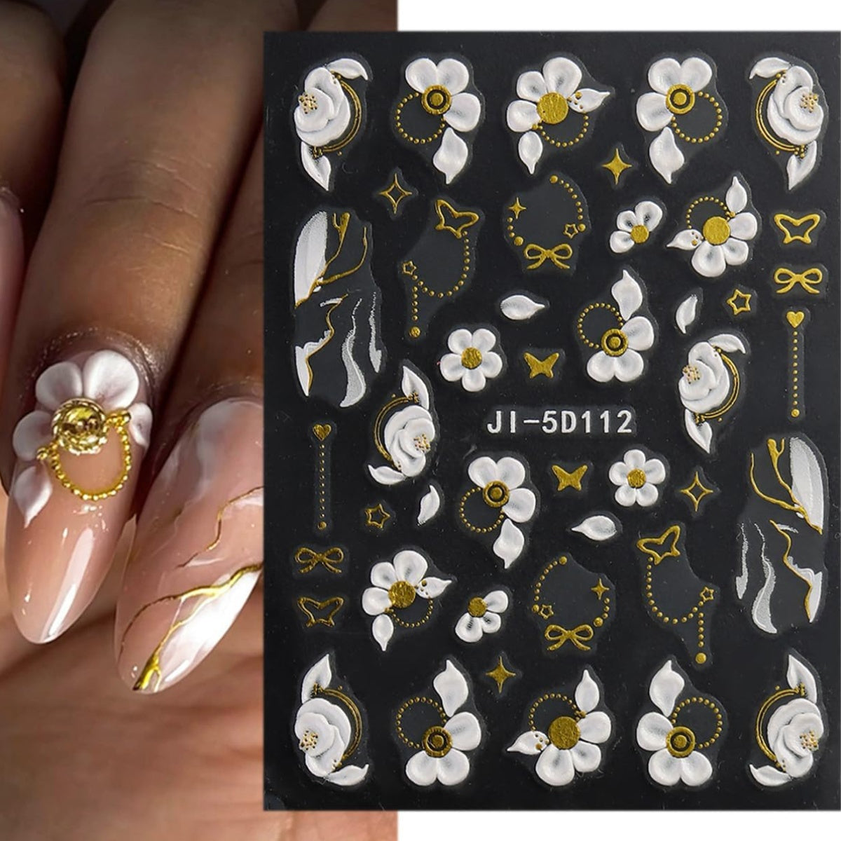 3 Sheets of Vibrant 5D Embossed Floral Nail Art Stickers