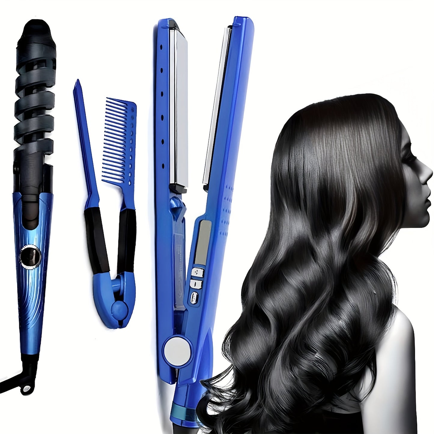 Rapid Heating 5 Adjustable Temp Delicate and Lightweight 3pcs Professional Hair Styling Kit
