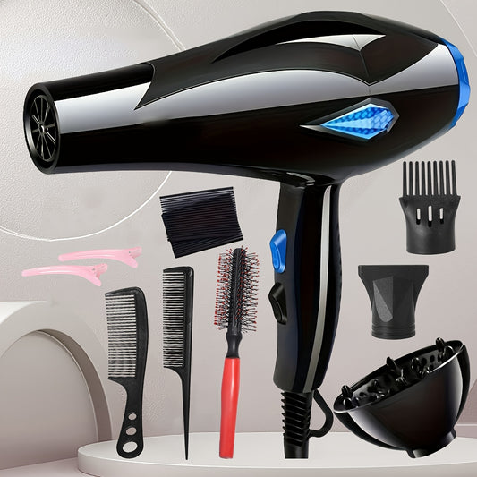 Multi-In-One Hair Dryer Set with Comb, Clip, and Patch - Portable Electric