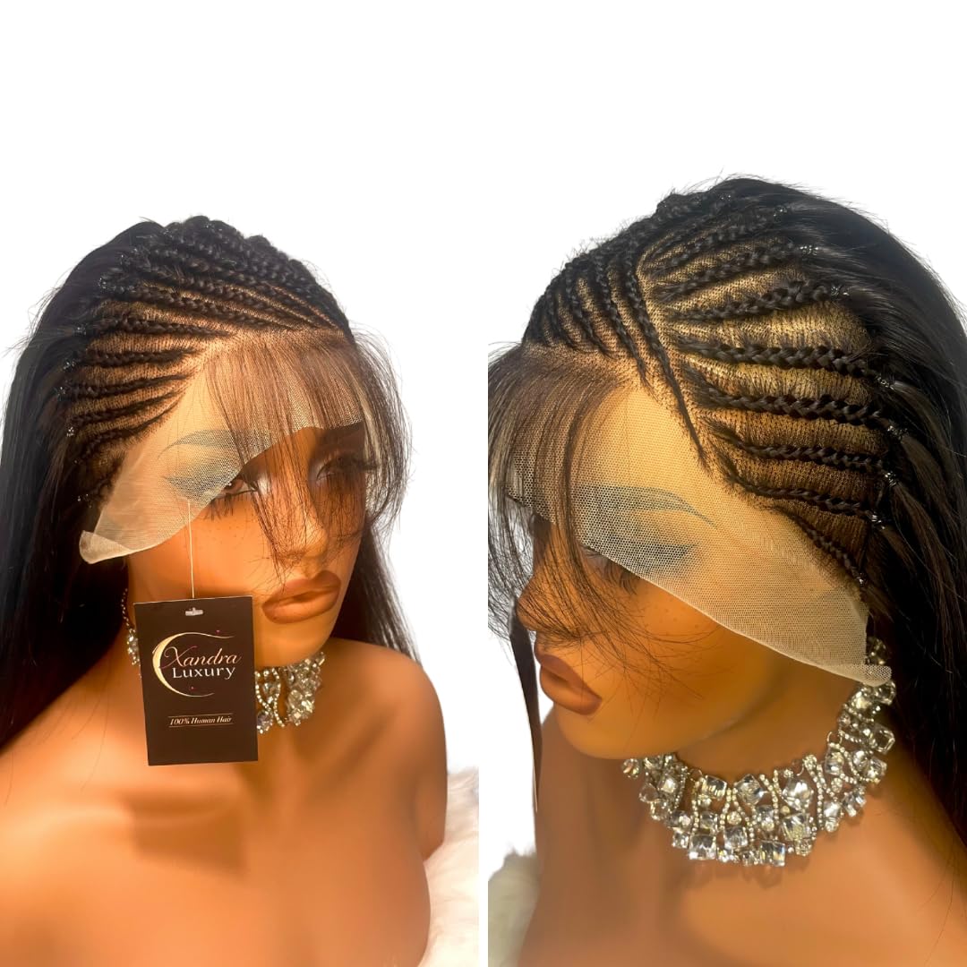 Xandra luxury Hand Braided Human Hair Wig, 100% Real Hair, Stylish Look